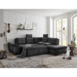 HOEKSTOELENSET, zwart microvelours thumbnail 4