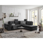 HOEKSTOELENSET, zwart microvelours thumbnail 2