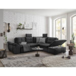 HOEKSTOELENSET, zwart microvelours thumbnail 3