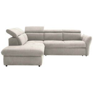 HOEKZITSET, velours crèmekleur, wit