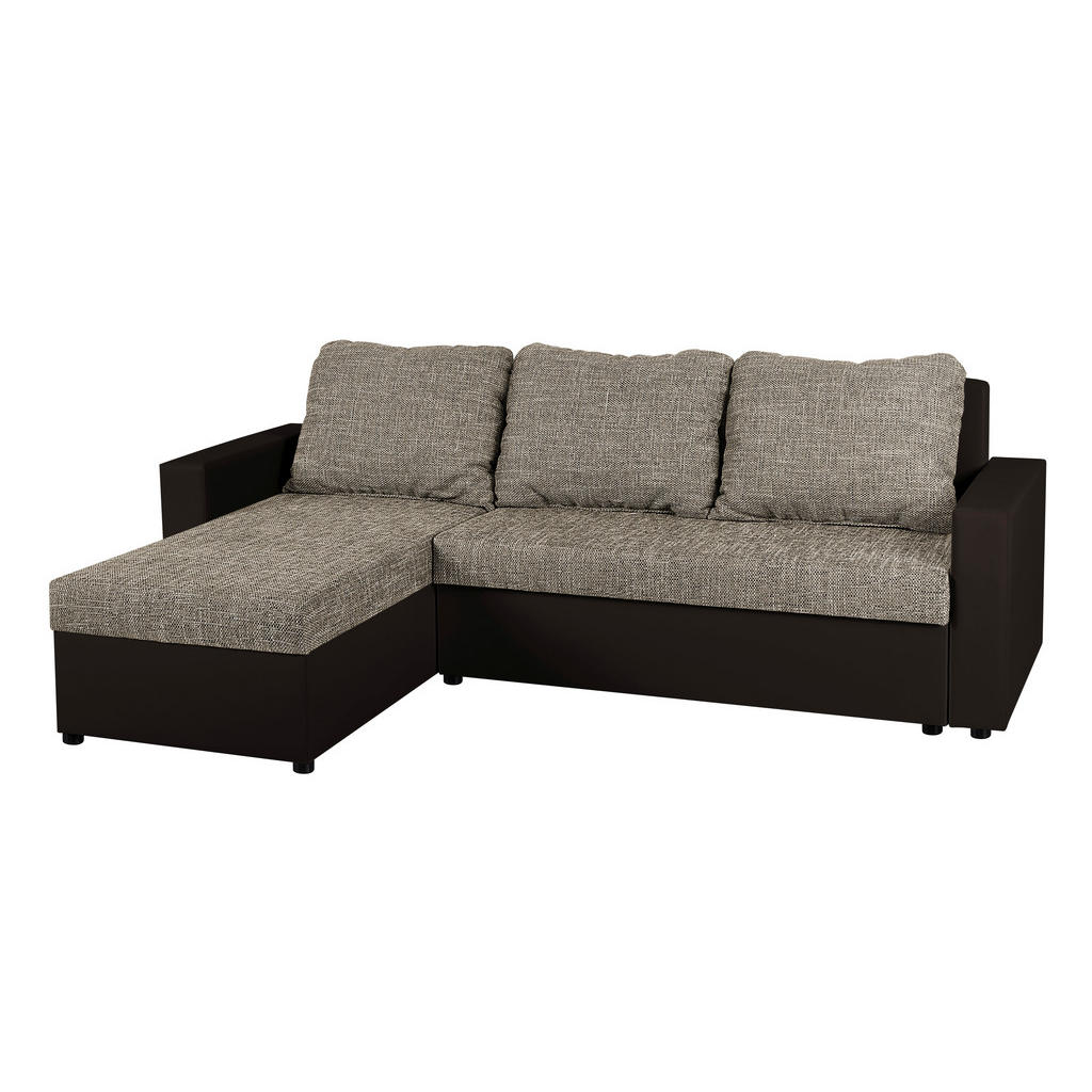 HOEKSTOELSET, lederlook, stof cappuccino, mokkabruin