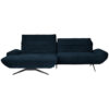 HOEKSTOELSET, pluche materiaal donkerblauw