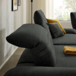 HOEKZITSET, antraciet pluche materiaal thumbnail 5