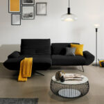 HOEKSTOELSET, zwart pluche materiaal thumbnail 2