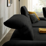 HOEKSTOELSET, zwart pluche materiaal thumbnail 6