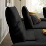 HOEKSTOELSET, zwart pluche materiaal thumbnail 7