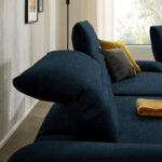 HOEKSTOELSET, pluche materiaal donkerblauw thumbnail 6