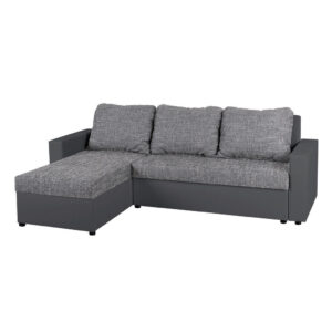 HOEKSTOELSET, leerlook, grijze stof