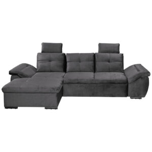 HOEKSTOELSET, grijs microvelours