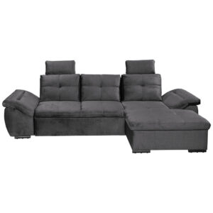 HOEKSTOELSET, grijs microvelours