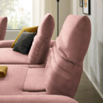 HOEKSTOELSET, antiek roze pluche materiaal thumbnail 4