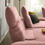HOEKSTOELSET, antiek roze pluche materiaal thumbnail 4