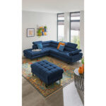 HOEKSTOELSET, donkerblauwe stof thumbnail 7