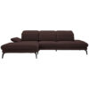 HOEKSTOELSET, gladde donkerbruine stof
