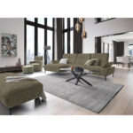HOEKSTOELSET, chenille, gladde groene stof thumbnail 2