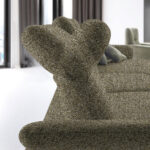 HOEKSTOELSET, chenille, gladde groene stof thumbnail 6