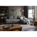 HOEKSTOELENSET, chenilleblauw, bruin thumbnail 2