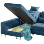 HOEKSTOELSET, gladde blauwe stof thumbnail 5