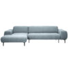 HOEKSTOELSET, pastelblauwe chenille