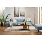 HOEKSTOELSET, pastelblauwe chenille thumbnail 2