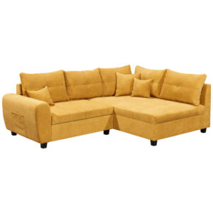 HOEKSTOELENSET, geel microvelours
