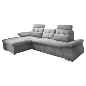 HOEKSTOELSET, grijs microvelours