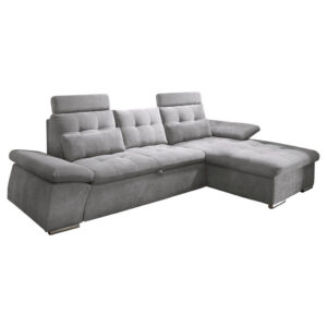 HOEKSTOELSET, grijs microvelours