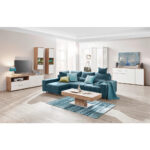 HOEKSTOELSET, gladde turquoise stof thumbnail 2