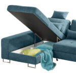HOEKSTOELSET, gladde turquoise stof thumbnail 5