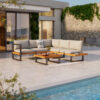 LOUNGE SET stof acacia massief staal