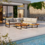LOUNGE SET stof acacia massief staal thumbnail 1