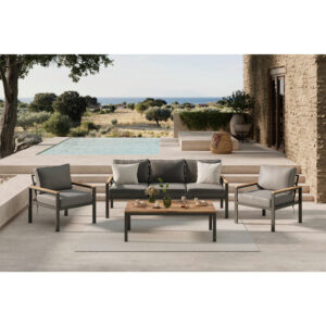 LOUNGE SET acacia geheel massief aluminium