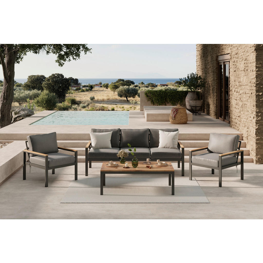 LOUNGE SET acacia geheel massief aluminium