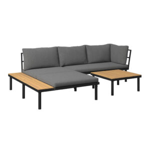 LOUNGE SET stof acacia massief ijzer