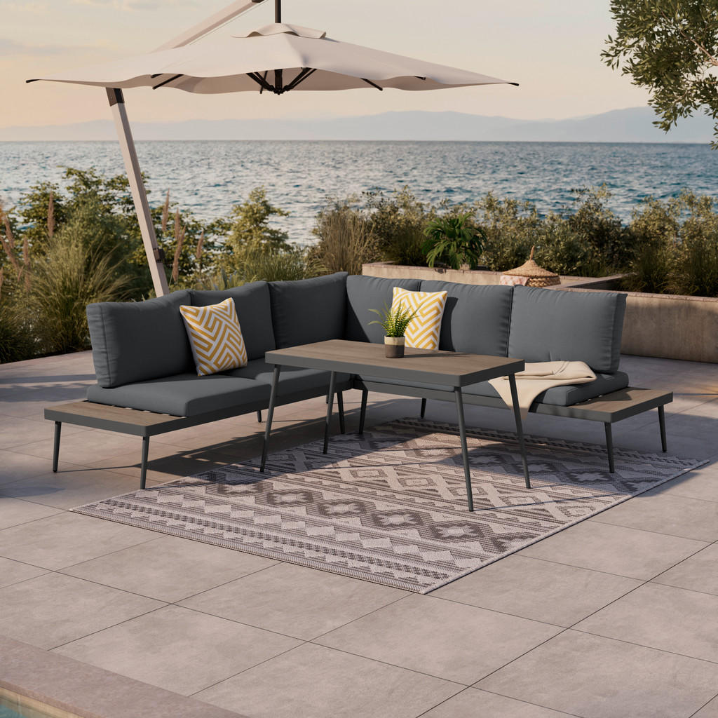 LOUNGESET stof aluminium