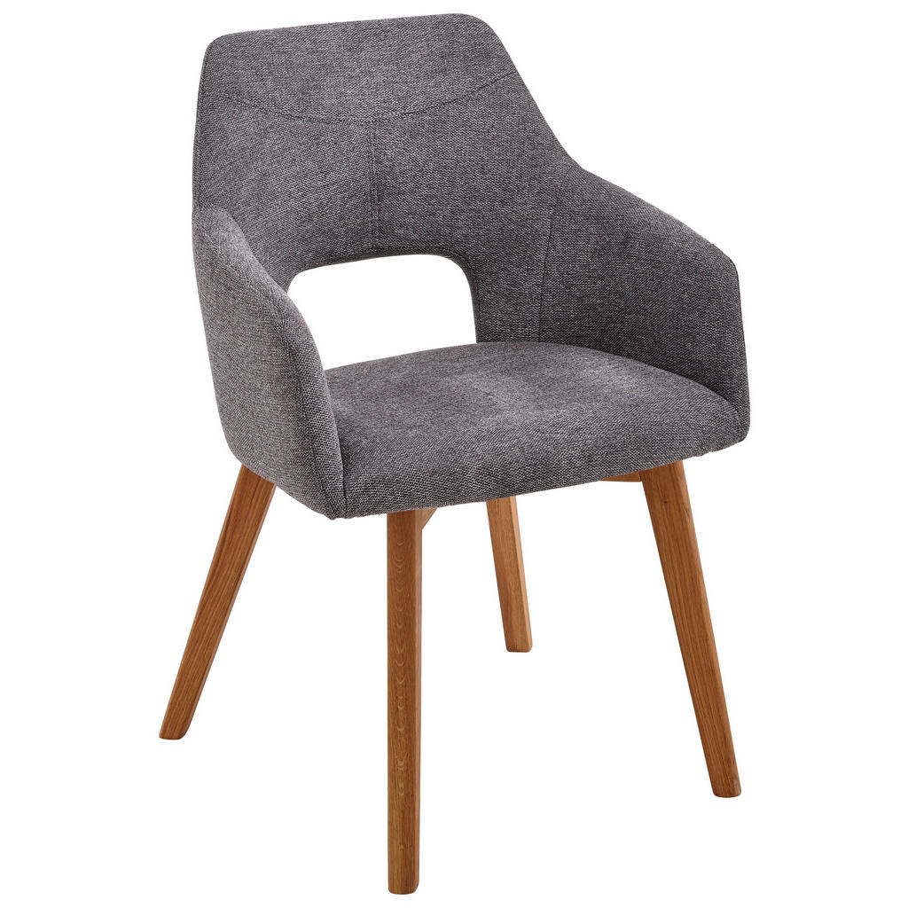 STOELEN, hout, textiel antraciet, eiken kleuren