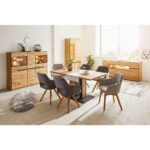 STOELEN, hout, eikenkleurig textiel, lichtgrijs thumbnail 2