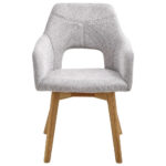 STOELEN, hout, eikenkleurig textiel, lichtgrijs thumbnail 4