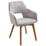 STOELEN, hout, eikenkleurig textiel, lichtgrijs thumbnail 1