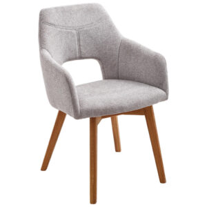 STOELEN, hout, eikenkleurig textiel, lichtgrijs