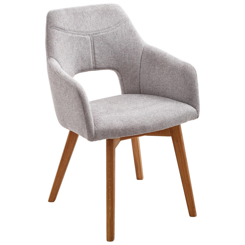 STOELEN, hout, eikenkleurig textiel, lichtgrijs
