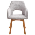STOELEN, hout, eikenkleurig textiel, lichtgrijs thumbnail 4