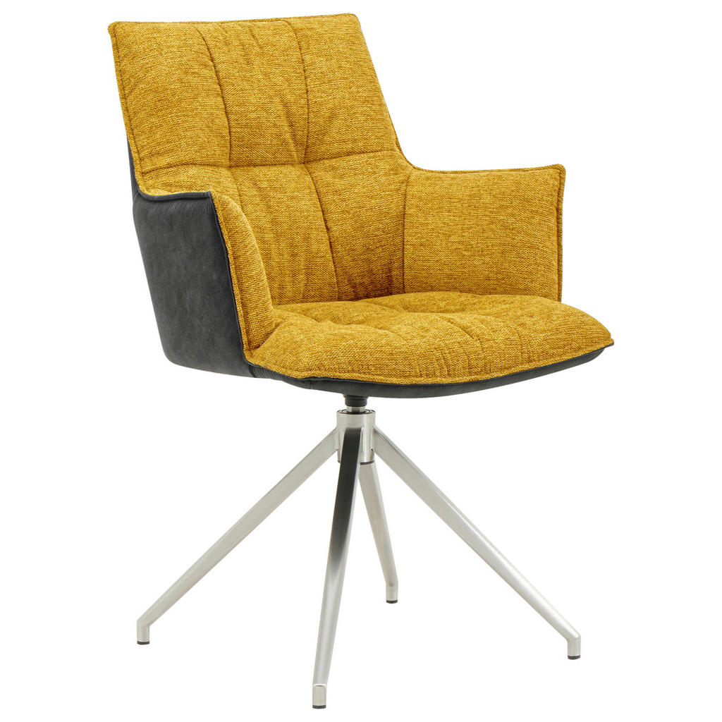 STOELEN, metaal, textiel antraciet, geel