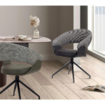 STOELEN, metaal, textiel zwart, wit thumbnail 2