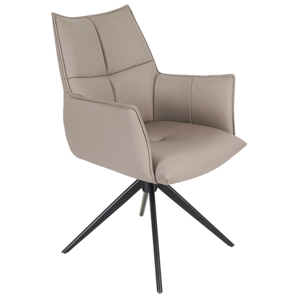 STOELEN, metaal, leer, zwart, bruingrijs