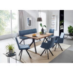 STOELEN, metaal, textiel zwart, lichtblauw thumbnail 2