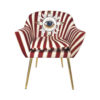 STOELEN, textiel blauw, rood, wit, goudkleuren