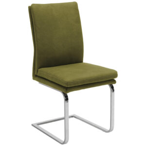 SCHOMMELSTOEL, metaal, textielgroen, chroomkleuren