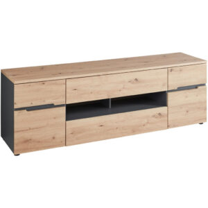 LAGE KAST, grafietkleur, ambachtelijk eikenhout