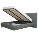 GESTOFFEERD BED 180 cm x 200 cm, hout, textiel, houtmateriaal antraciet thumbnail 4